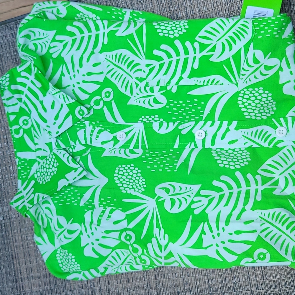 the Chive Size L Men's Green Hawaiian Short Sleeve Button-down Shirt